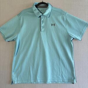 Under Armour Polo Shirt Men’s Size 2XL Loose Aqua Blue Polo Shirt Collared Shirt